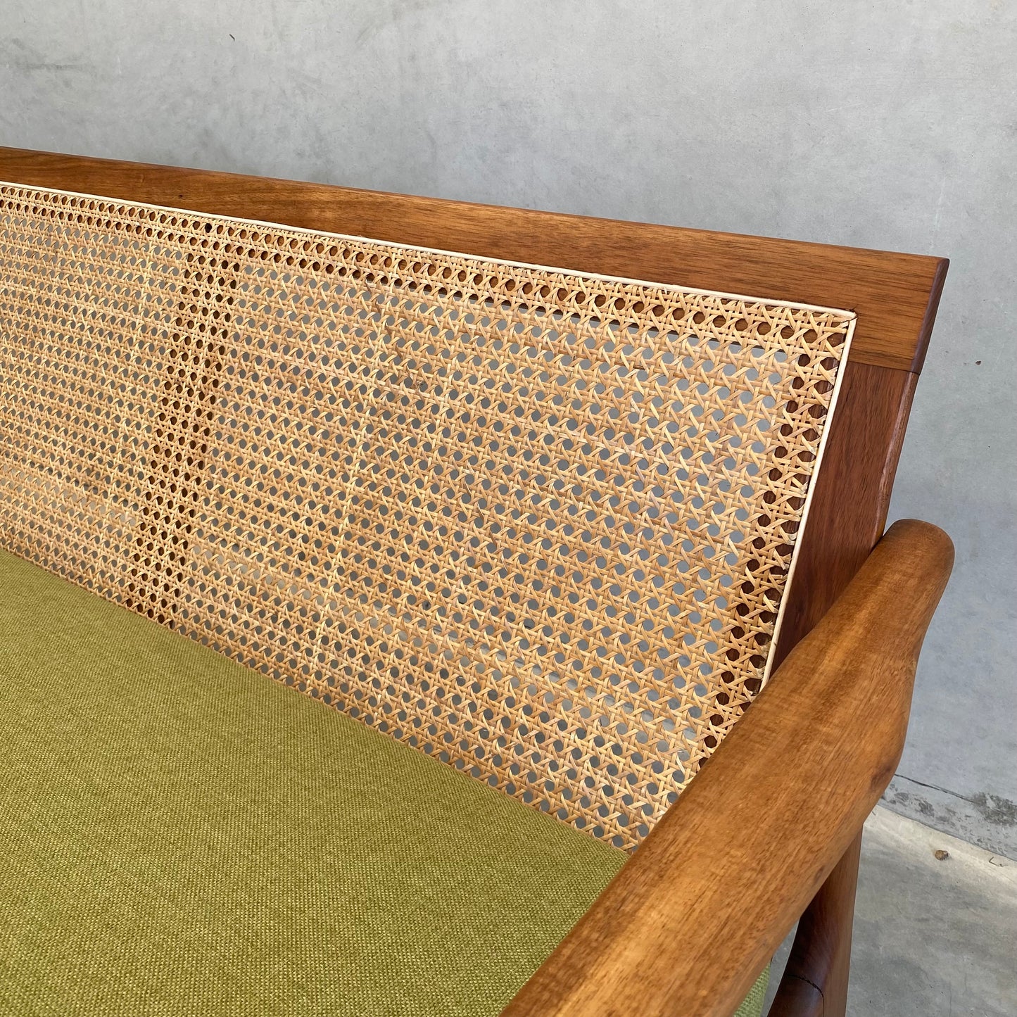 Midcentury Blackwood Rattan 1960’s Sofa