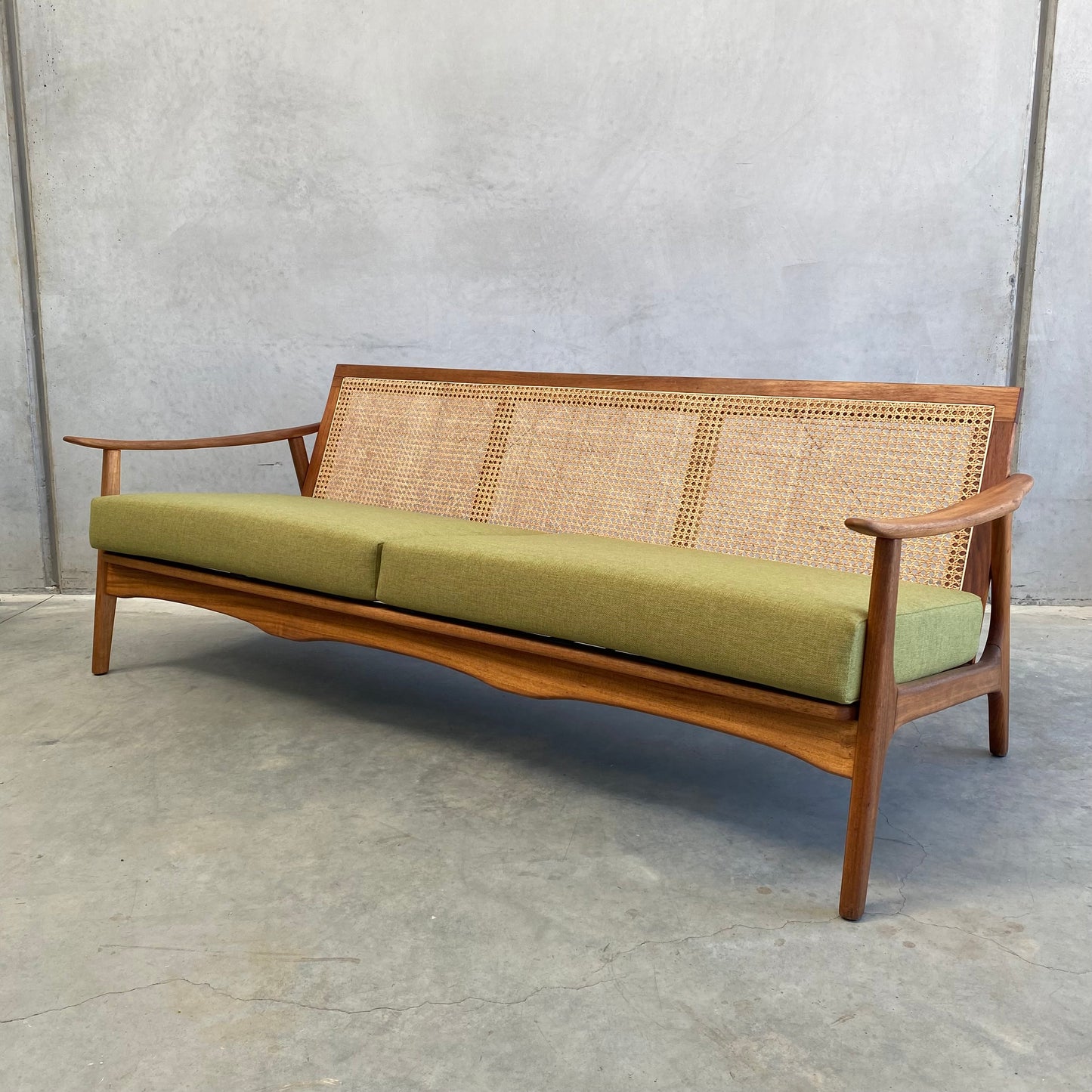 Midcentury Blackwood Rattan 1960’s Sofa