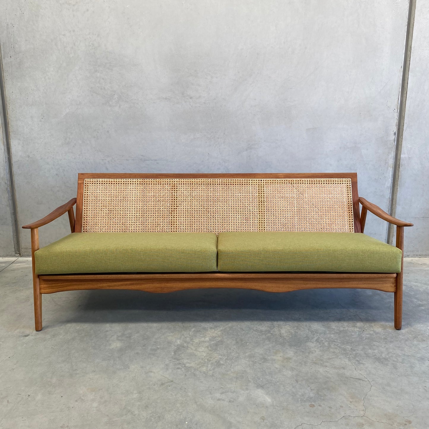 Midcentury Blackwood Rattan 1960’s Sofa