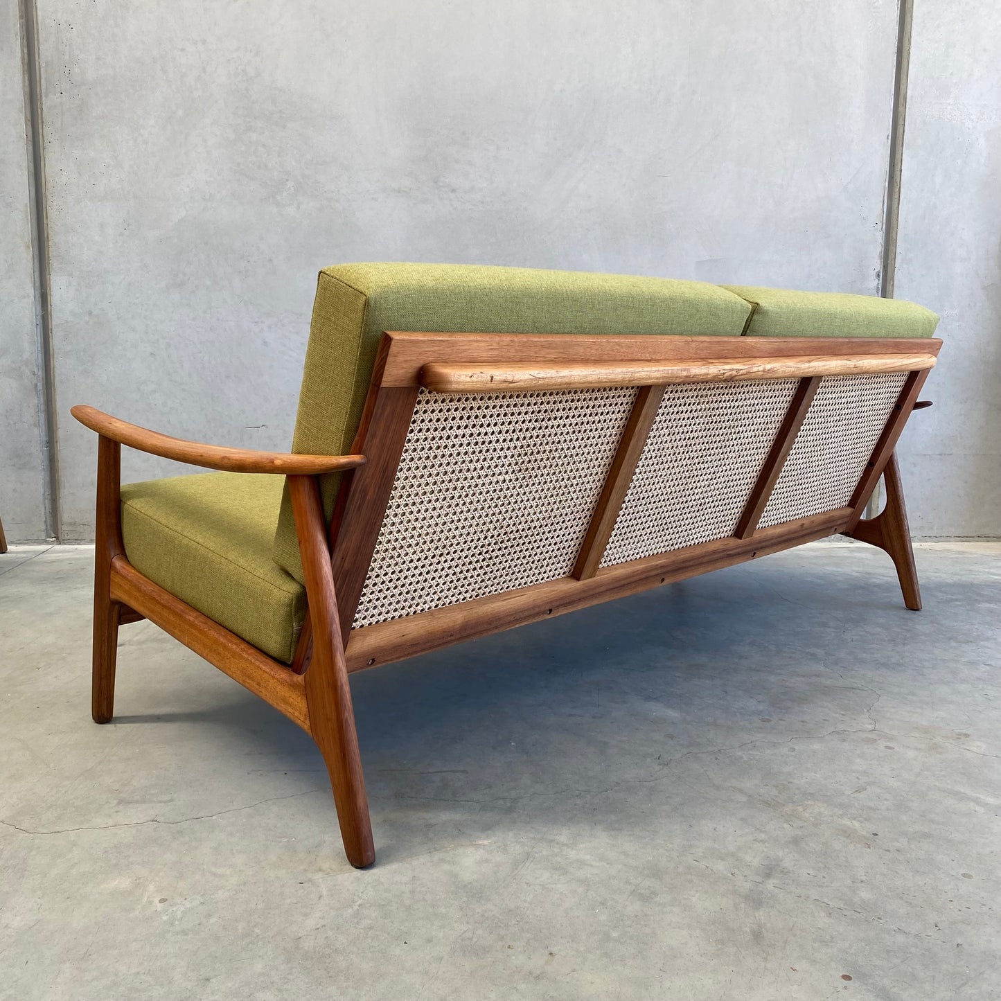 Midcentury Blackwood Rattan 1960’s Sofa