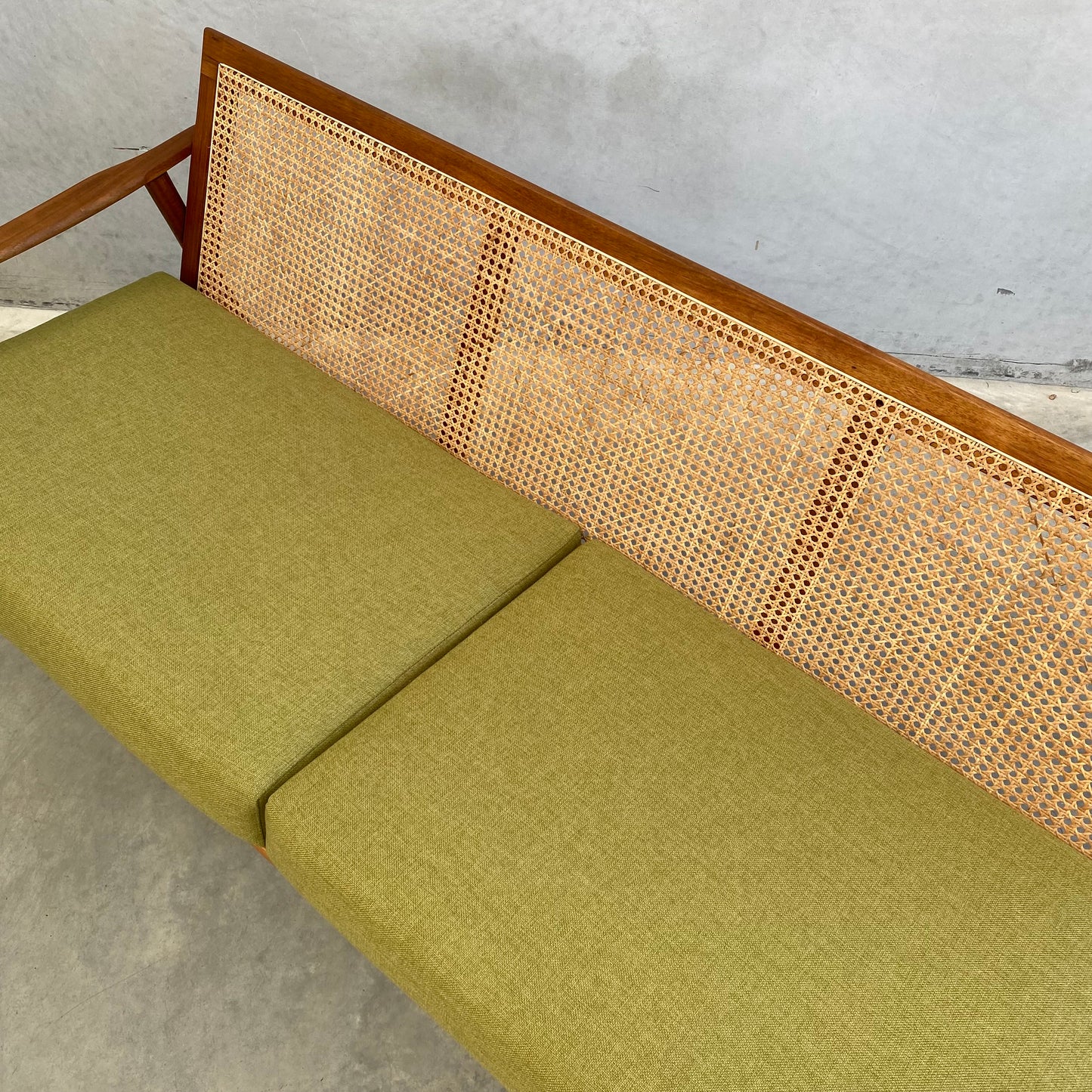 Midcentury Blackwood Rattan 1960’s Sofa
